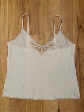 MAIDENFORM | VTG Cream 80s Coquette Satin Butterfly Lace Camisole | Size 34